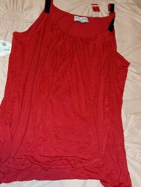 Avenue Red Tank Top with Black Straps